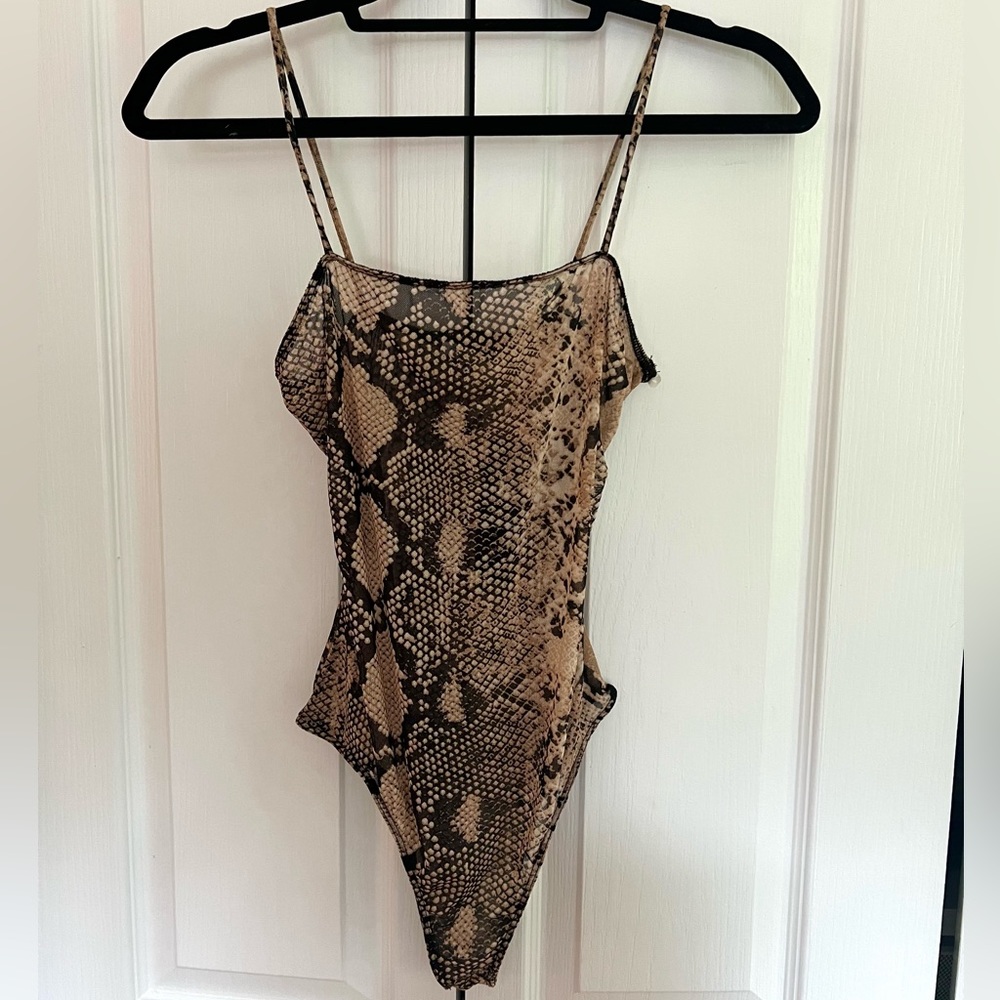 Snake Print Mesh Bodysuit